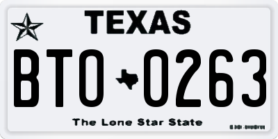 TX license plate BTO0263