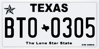 TX license plate BTO0305