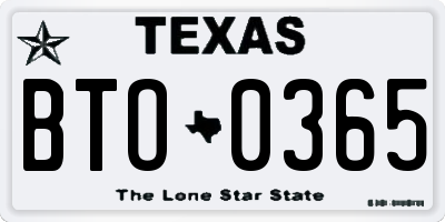 TX license plate BTO0365