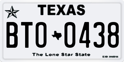 TX license plate BTO0438