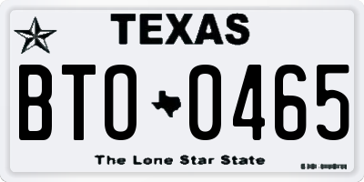 TX license plate BTO0465