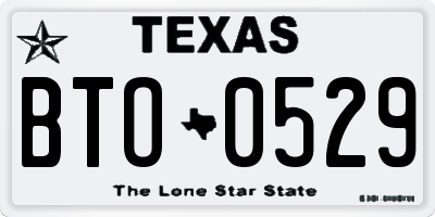 TX license plate BTO0529