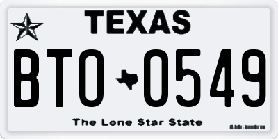 TX license plate BTO0549
