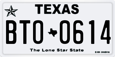 TX license plate BTO0614