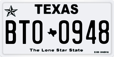 TX license plate BTO0948