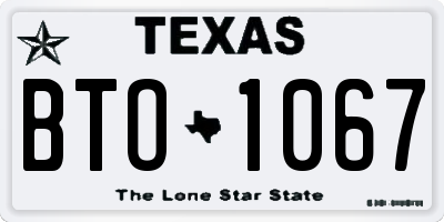 TX license plate BTO1067