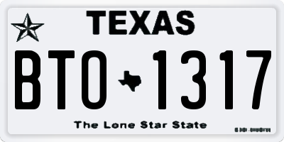 TX license plate BTO1317