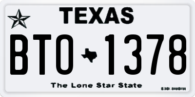 TX license plate BTO1378