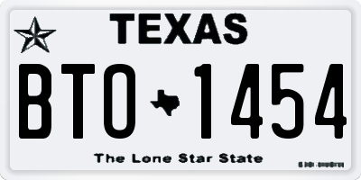 TX license plate BTO1454
