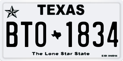 TX license plate BTO1834
