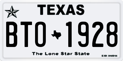 TX license plate BTO1928