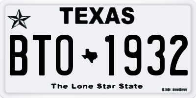 TX license plate BTO1932