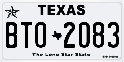 TX license plate BTO2083