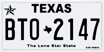 TX license plate BTO2147