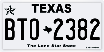 TX license plate BTO2382