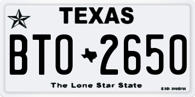TX license plate BTO2650