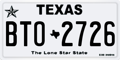 TX license plate BTO2726