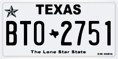 TX license plate BTO2751