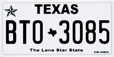 TX license plate BTO3085
