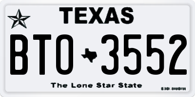 TX license plate BTO3552
