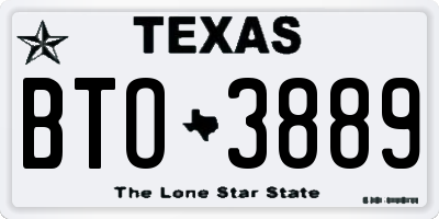 TX license plate BTO3889