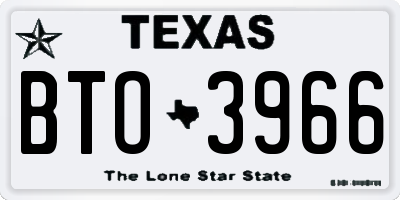 TX license plate BTO3966