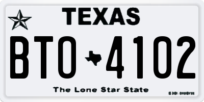 TX license plate BTO4102
