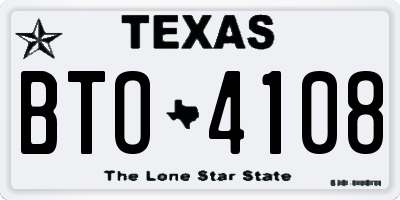 TX license plate BTO4108