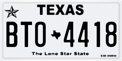 TX license plate BTO4418