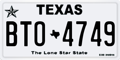 TX license plate BTO4749