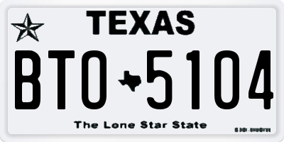 TX license plate BTO5104