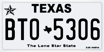 TX license plate BTO5306
