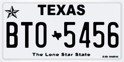 TX license plate BTO5456