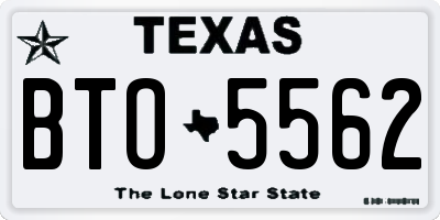 TX license plate BTO5562