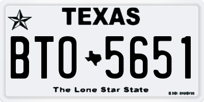 TX license plate BTO5651