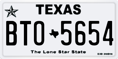 TX license plate BTO5654
