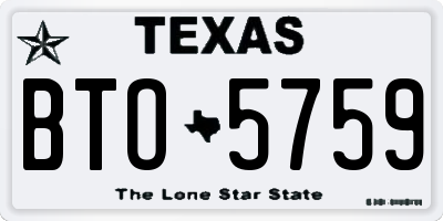 TX license plate BTO5759