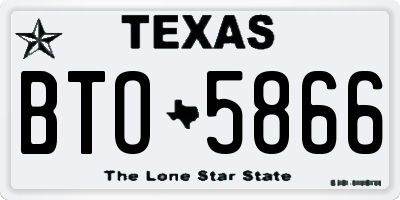 TX license plate BTO5866
