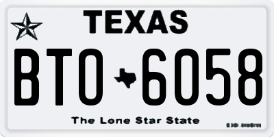 TX license plate BTO6058