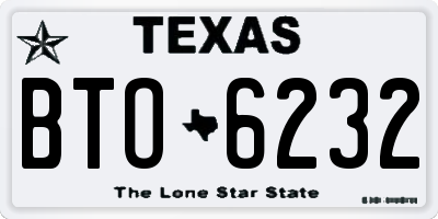 TX license plate BTO6232