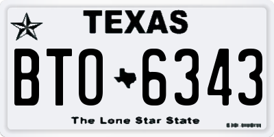TX license plate BTO6343