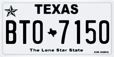 TX license plate BTO7150