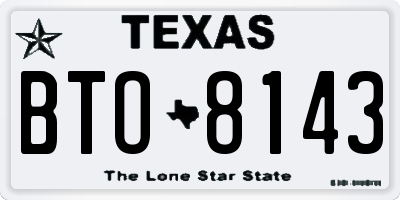 TX license plate BTO8143