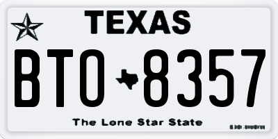 TX license plate BTO8357