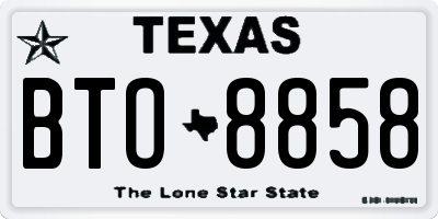 TX license plate BTO8858