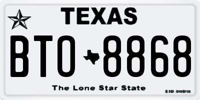 TX license plate BTO8868