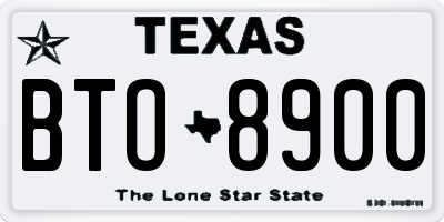 TX license plate BTO8900