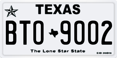 TX license plate BTO9002