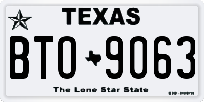 TX license plate BTO9063