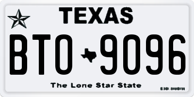 TX license plate BTO9096